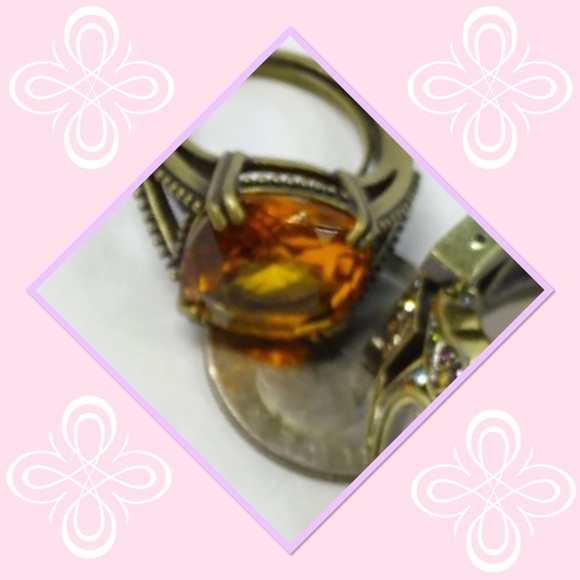 Amber stone ring set in bronze - Picture 4 of 5